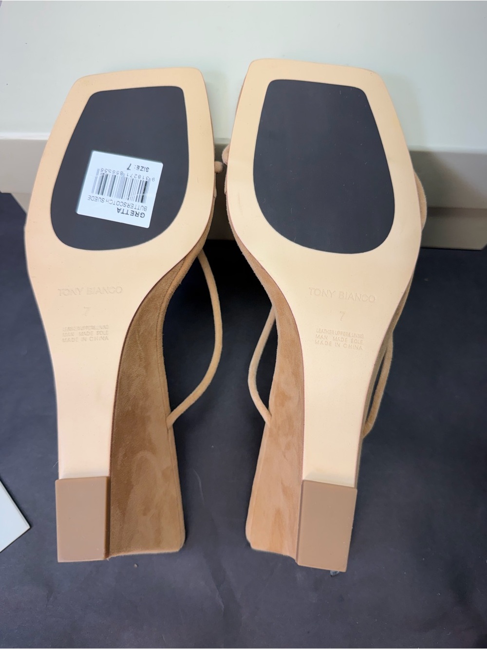 Tony Bianco Gretta Sandal in Taupe Suede mid wedge heel round toe slip-on - Picture 8 of 9